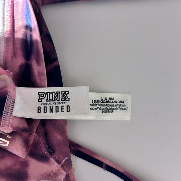 Victoria's Secret PINK Bonded Triangle Bralette Bra in Pink & Navy‎ Tie Dye Sz L - Picture 6 of 9